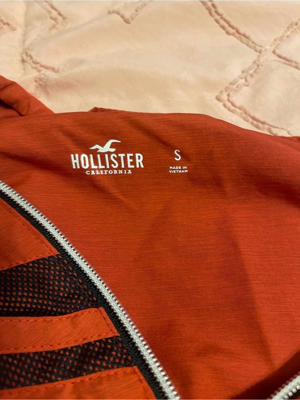 Hollister Red Windbreaker Jacket with Black Stripes - Picture 2 of 2
